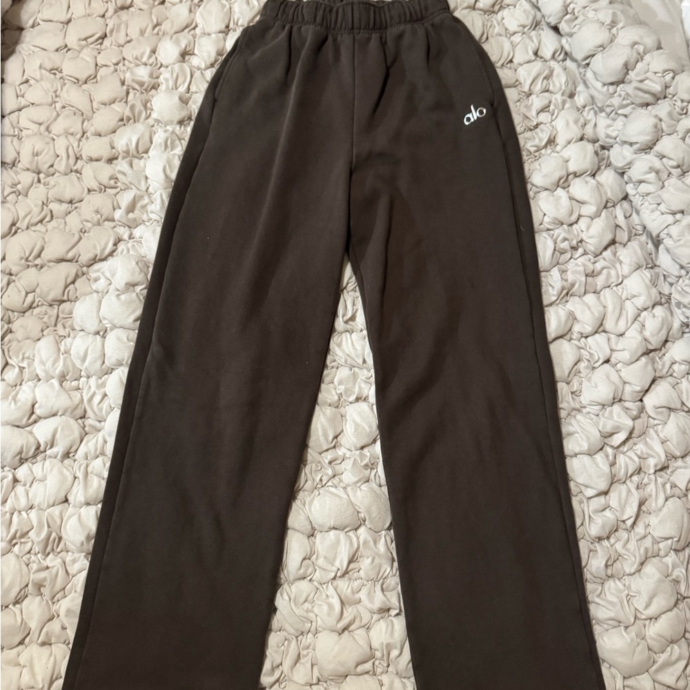 ALO Yoga Aloclade Brown Sweatpants Wide Leg Elastic Waistband